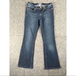 Mudd Jeans Youth Sz 5 Blue Denim Dark Wash Cotton Stretch Flared-Leg 5-Pockets